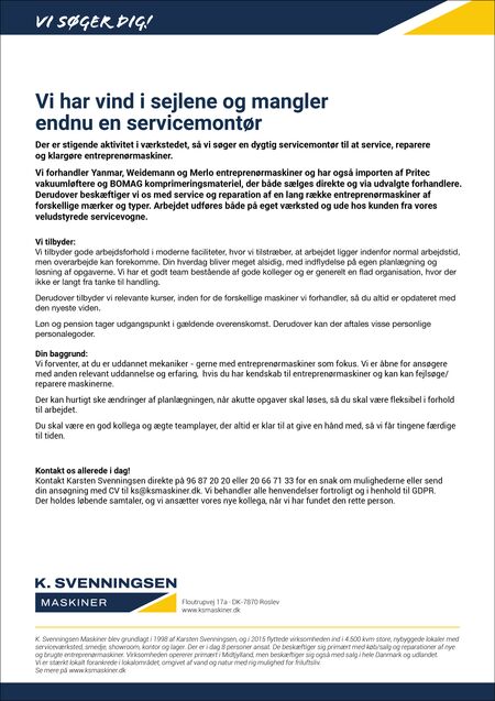 Servicemontør søges